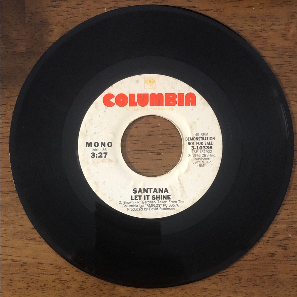 Vinyl 45 Record by Santana Let It Shine